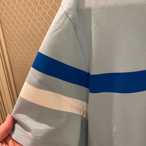 Calvin Klein blue men's short sleeve t shirt with stripe - Picture 3 of 5